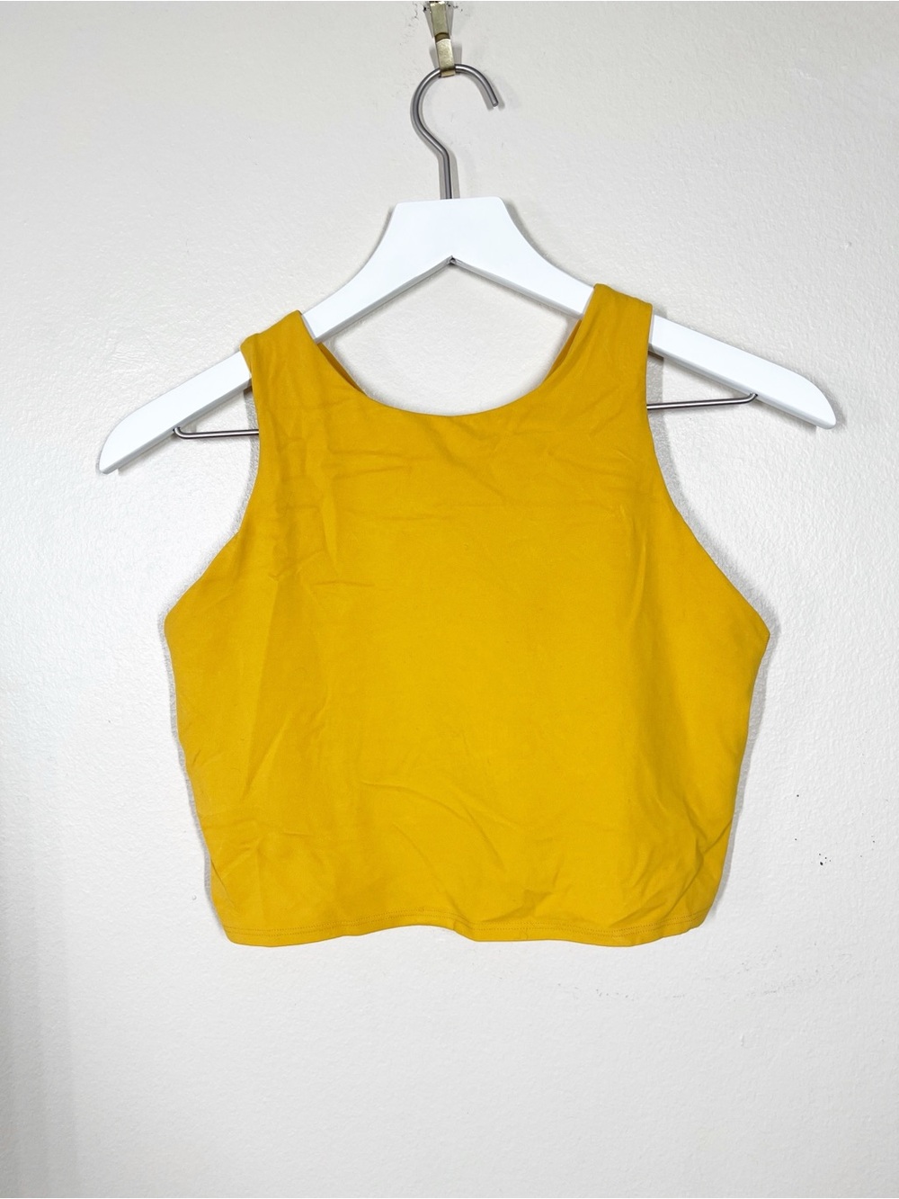 Athleta womens Yellow gold high neck Crop Tank Top workout gym size medium